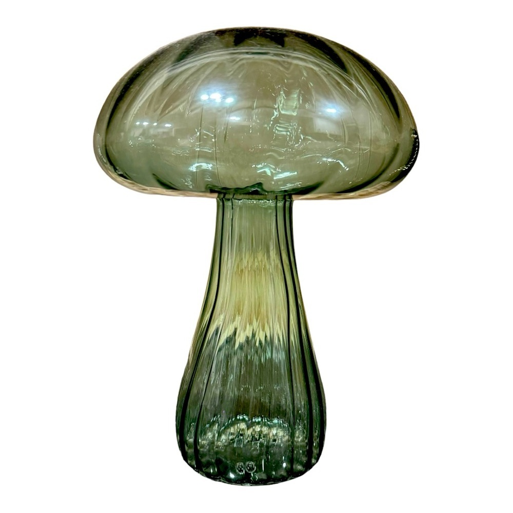 Cottage Core Glass Mushroom Home Decor Green